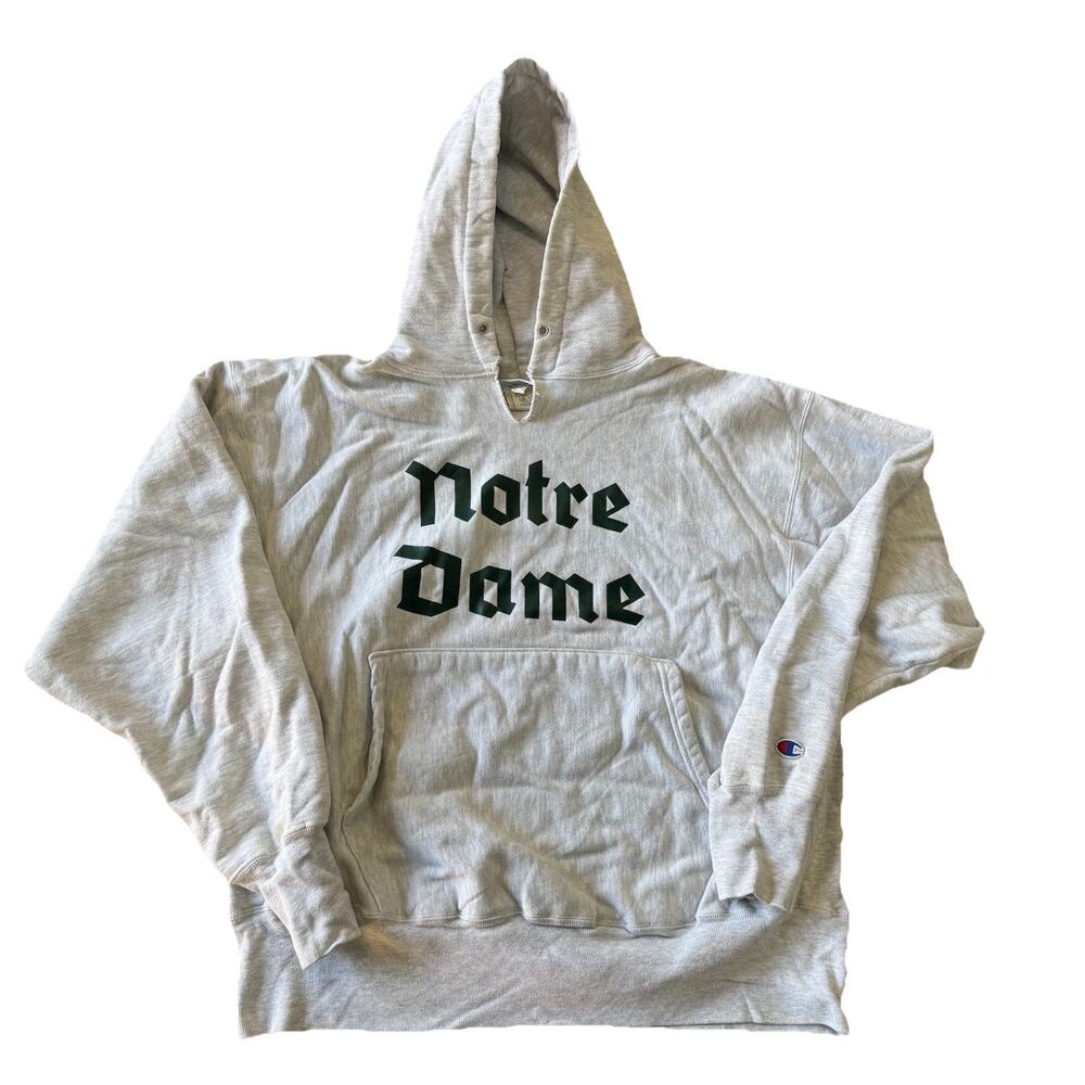 Vintage Champion Hoodie Sweatshirt Reverse Weaver Notre Dame XL